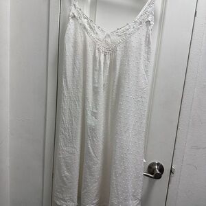 Papinelle White Sheer Thin Cotton Nightgown Swiss Dot Short